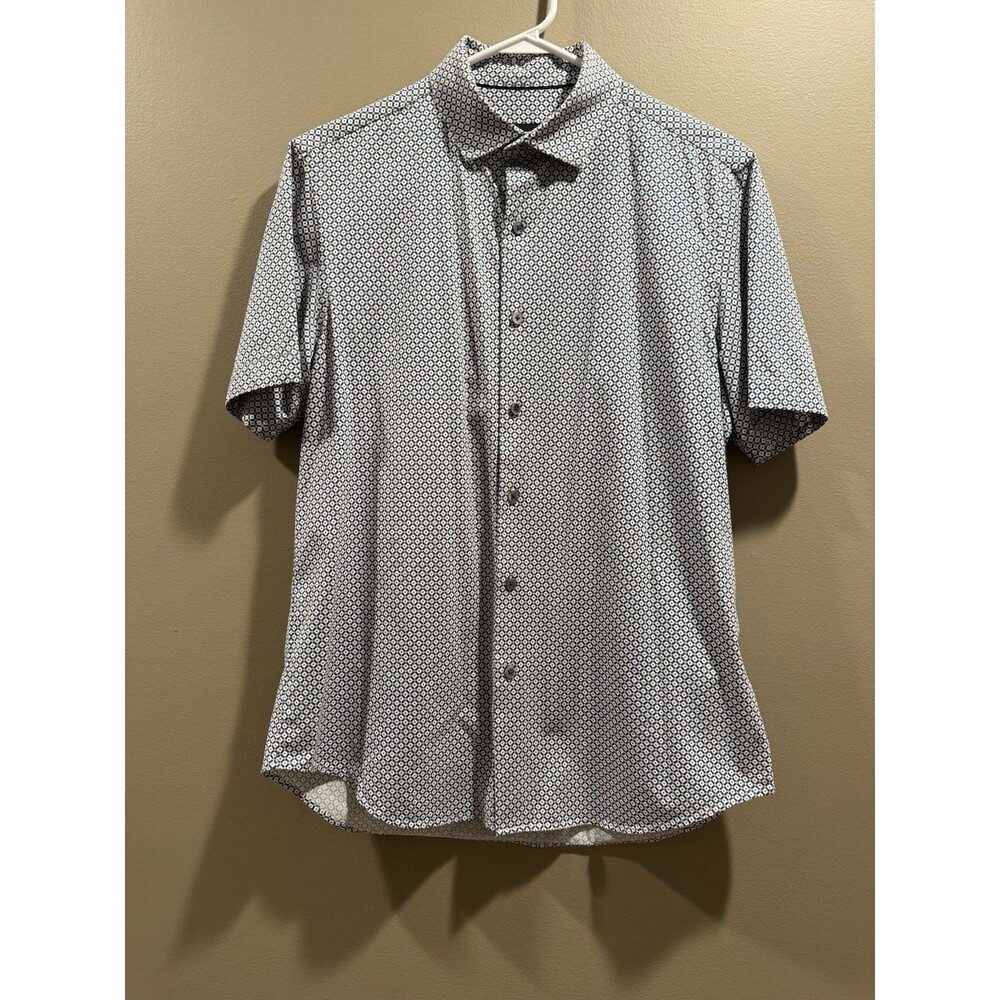 Bugatchi Men's Short Sleeve Button-Up Geometric Print Short Sleeve Size Medium